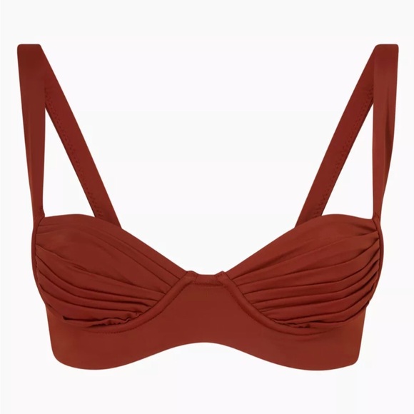 Palm Kelly Pleated Underwire Beachwear Swim Top Cinnamon MRSP $150 Size Small - Picture 2 of 7